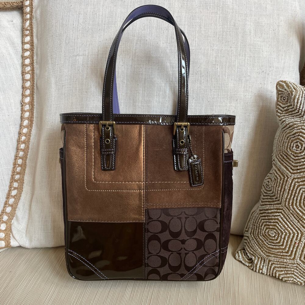 Coach Y2K Brown Suede Patchwork Gallery Tote F10432 | Y2K NWOT